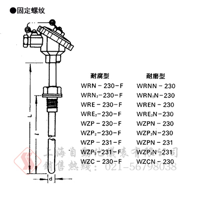 WRN-230-F耐腐型热电偶
